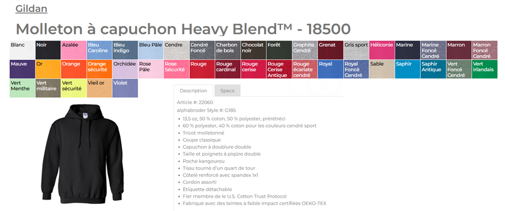 HOODIE 18500 : IMPRESSION DTF