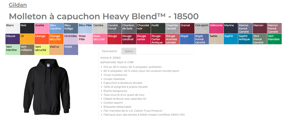 HOODIE 18500 : IMPRESSION DTF