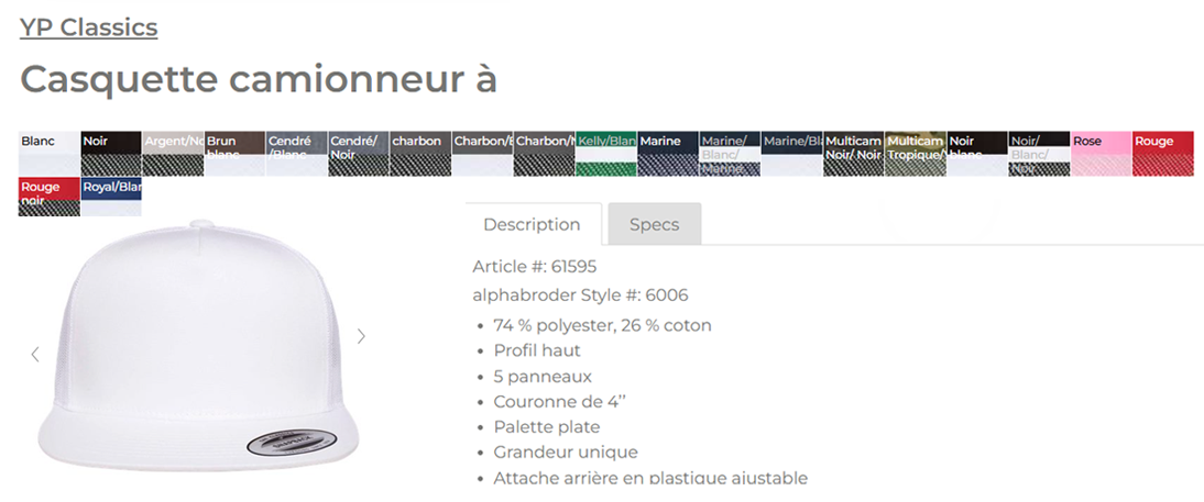 CASQUETTE 6006 : IMPRESSION DTF