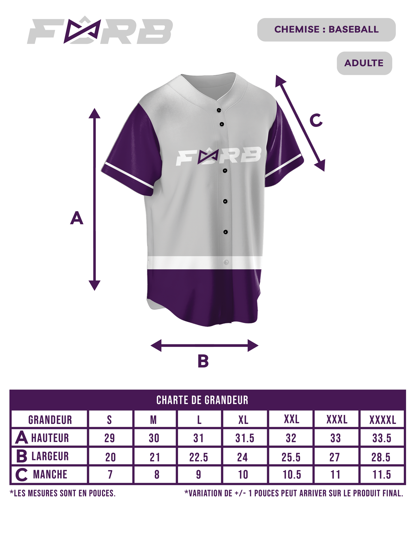 CHEMISE DE BASEBALL PERSONNALISÉ