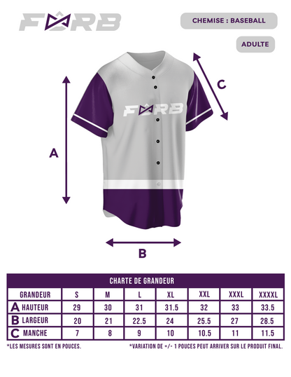 CHEMISE DE BASEBALL PERSONNALISÉ