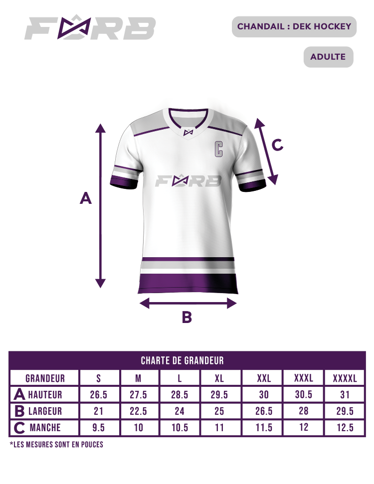 ADULTE - CHANDAIL DEK HOCKEY - MANCHE LONGUE PERSONNALISÉ