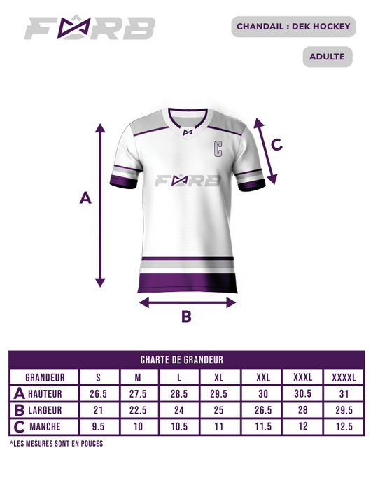 ADULTE - CHANDAIL DEK HOCKEY - MANCHE LONGUE PERSONNALISÉ