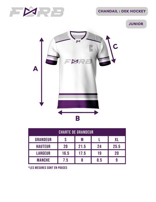 JUNIOR - CHANDAIL DEK - HOCKEY MANCHE LONGUE PERSONNALISÉ
