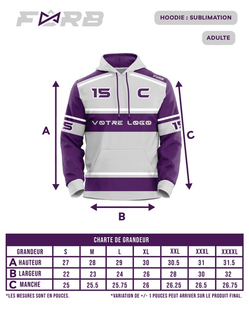 ADULTE - HOODIE EN SUBLIMATION PERSONNALISÉ