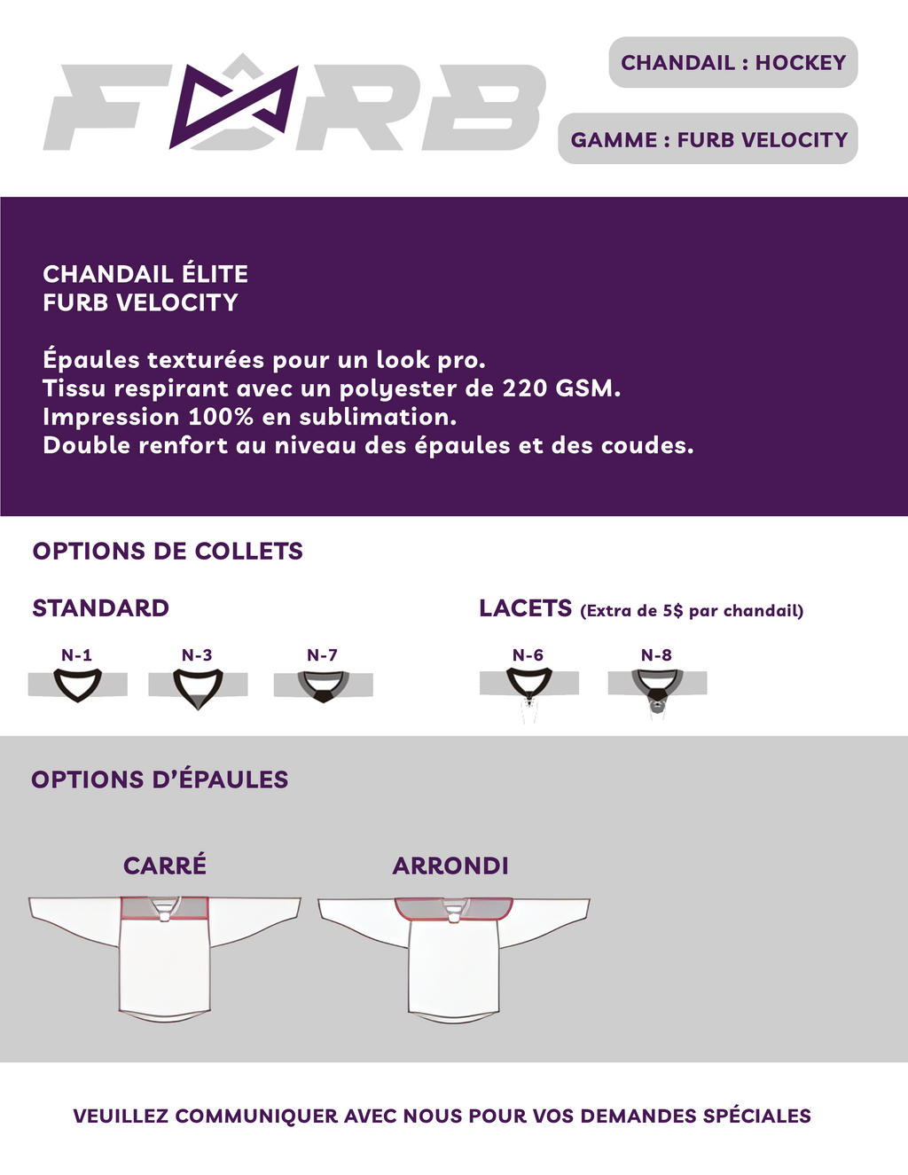 CHANDAIL DE HOCKEY GARDIEN PERSONNALISÉ - FURB VELOCITY
